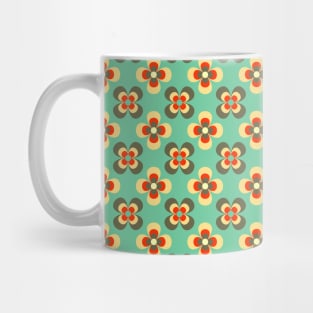 Floral Retro Neck Gator Aqua and Orange Retro Floral Mug